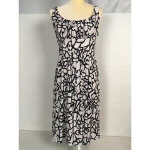 Chaps Dress Size M Black White Abstract Pattern Sleeveless Side Zipper Scoop Nec